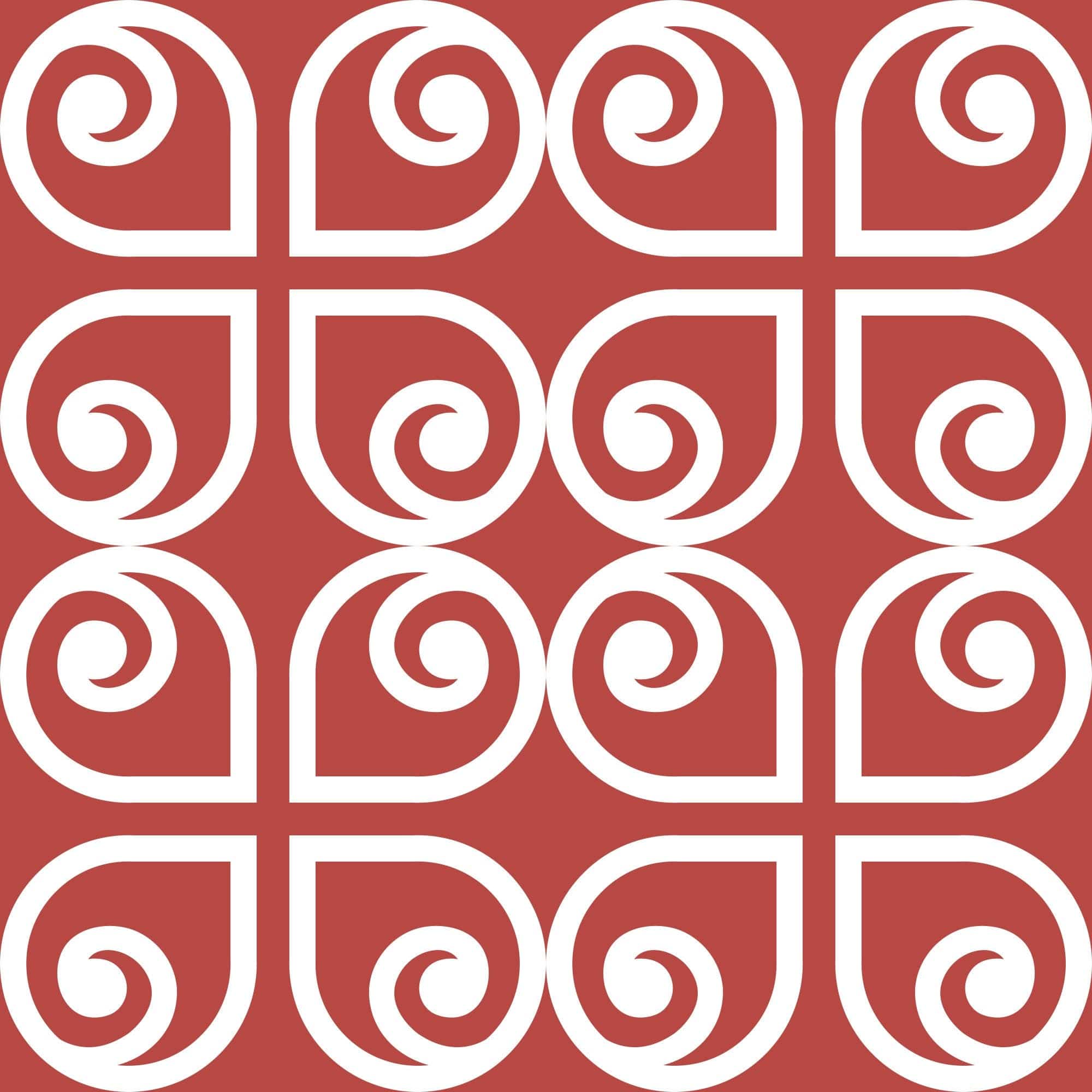 7" x 7" Brick Red And White Scroll Peel and Stick Removable Tiles - Homeroots