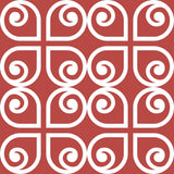 7" x 7" Brick Red And White Scroll Peel and Stick Removable Tiles - Homeroots - Flyclothing LLC