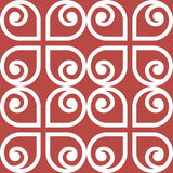 7" x 7" Brick Red And White Scroll Peel and Stick Removable Tiles - Homeroots
