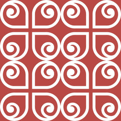 7" x 7" Brick Red And White Scroll Peel and Stick Removable Tiles - Homeroots