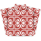 8" x 8" Brick Red And White Scroll Peel and Stick Removable Tiles - Homeroots - Flyclothing LLC