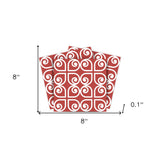 8" x 8" Brick Red And White Scroll Peel and Stick Removable Tiles - Homeroots - Flyclothing LLC
