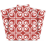 8" x 8" Brick Red And White Scroll Peel and Stick Removable Tiles - Homeroots - Flyclothing LLC