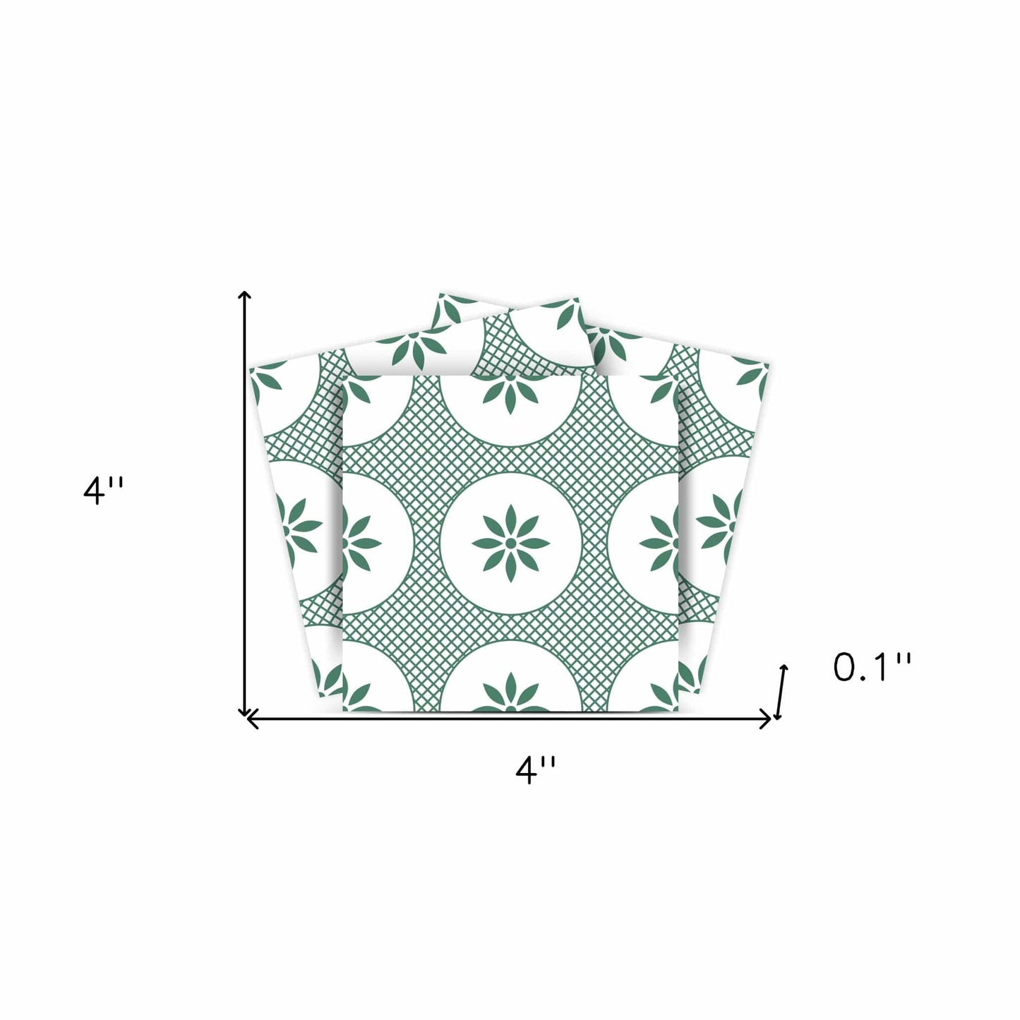 4" x 4" Light Sage And White Circle Flower Peel and Stick Removable Tiles - Homeroots - Flyclothing LLC