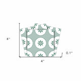 4" x 4" Light Sage And White Circle Flower Peel and Stick Removable Tiles - Homeroots - Flyclothing LLC