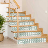 6" x 6" Light Sage And White Circle Flower Peel and Stick Removable Tiles - Homeroots
