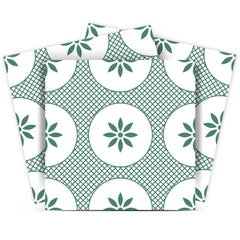 6" x 6" Light Sage And White Circle Flower Peel and Stick Removable Tiles - Homeroots