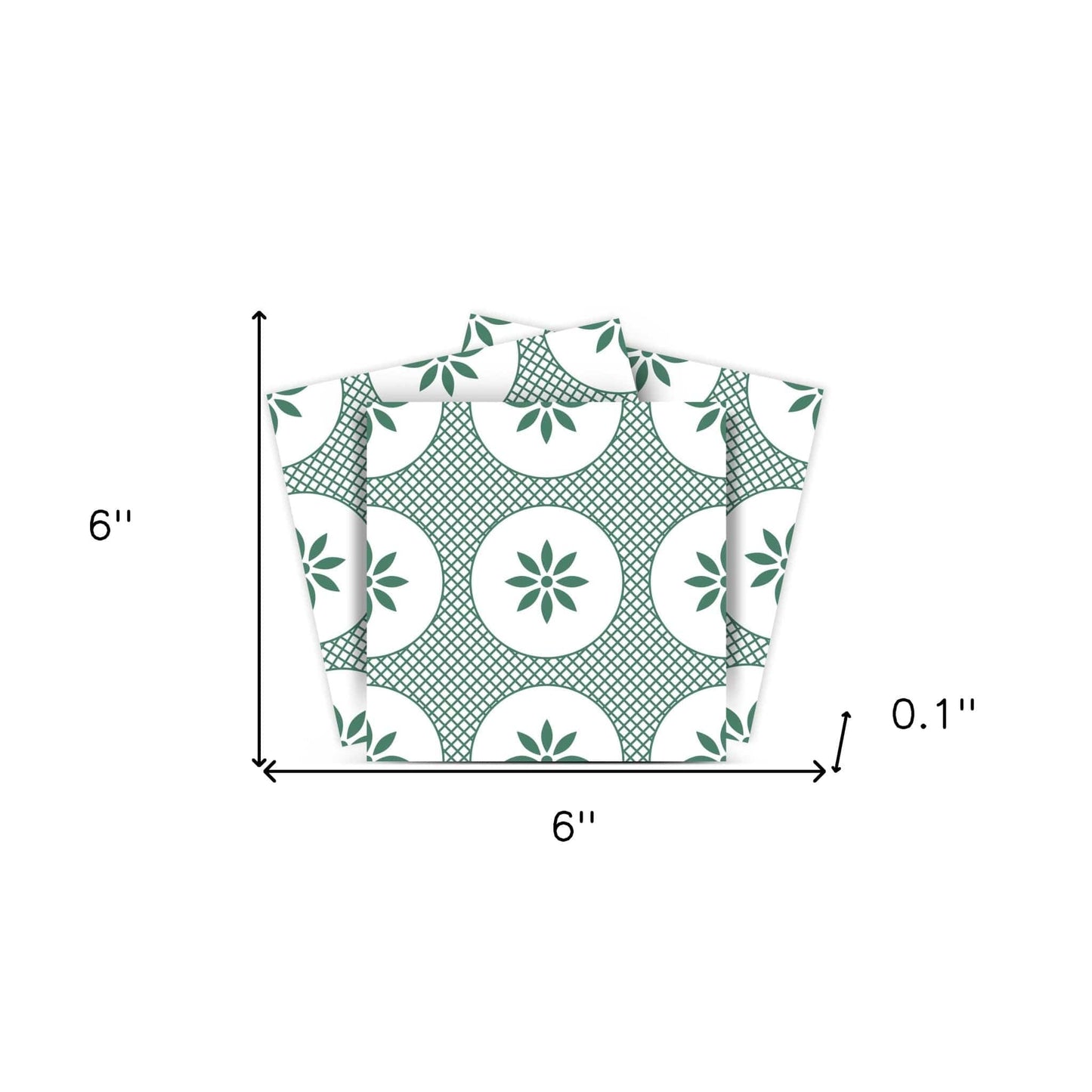 6" x 6" Light Sage And White Circle Flower Peel and Stick Removable Tiles - Homeroots - Flyclothing LLC