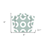 6" x 6" Light Sage And White Circle Flower Peel and Stick Removable Tiles - Homeroots - Flyclothing LLC