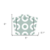 6" x 6" Light Sage And White Circle Flower Peel and Stick Removable Tiles - Homeroots