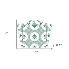 6" x 6" Light Sage And White Circle Flower Peel and Stick Removable Tiles - Homeroots