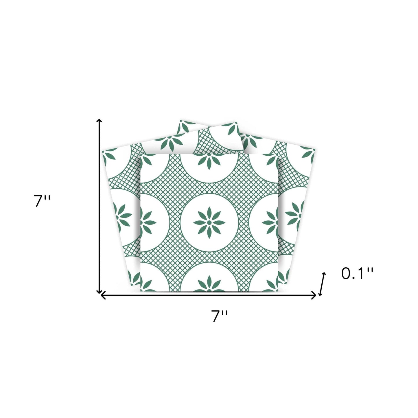 7" x 7" Light Sage And White Circle Flower Peel and Stick Removable Tiles - Homeroots - Flyclothing LLC