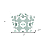 7" x 7" Light Sage And White Circle Flower Peel and Stick Removable Tiles - Homeroots - Flyclothing LLC