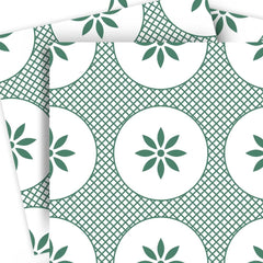 7" x 7" Light Sage And White Circle Flower Peel and Stick Removable Tiles - Homeroots