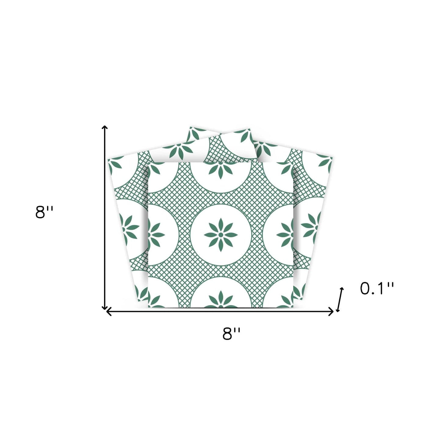 8" x 8" Light Sage And White Circle Flower Peel and Stick Removable Tiles - Homeroots - Flyclothing LLC
