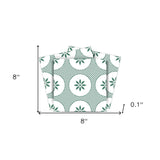 8" x 8" Light Sage And White Circle Flower Peel and Stick Removable Tiles - Homeroots