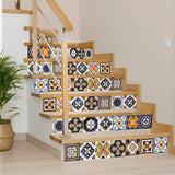 4" x 4" Shades of Blue and Yellow Mosaic Peel and Stick Removable Tiles - Homeroots - Flyclothing LLC