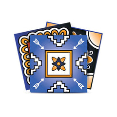 5" x 5" Shades of Blue and Yellow Mosaic Peel and Stick Removable Tiles - Homeroots