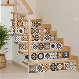 5" x 5" Shades of Blue and Yellow Mosaic Peel and Stick Removable Tiles - Homeroots - Flyclothing LLC