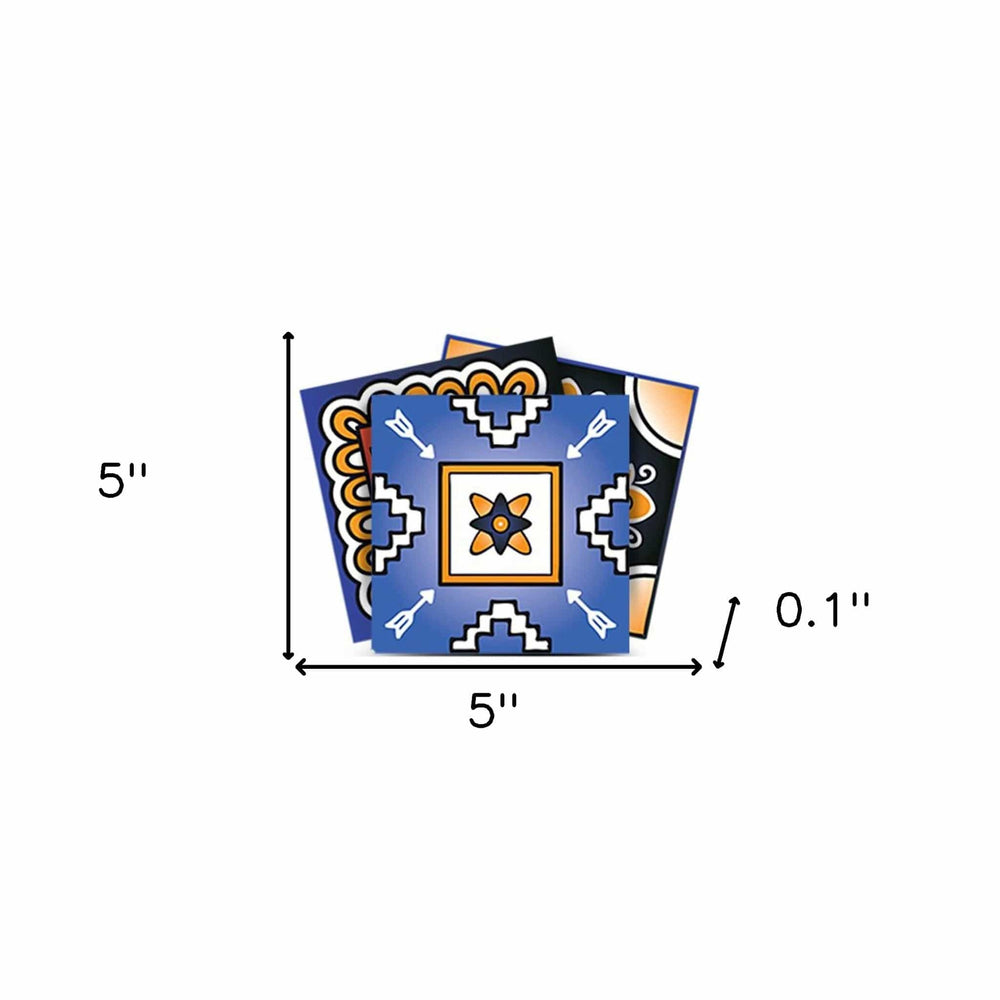 5" x 5" Shades of Blue and Yellow Mosaic Peel and Stick Removable Tiles - Homeroots - Flyclothing LLC