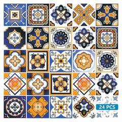 7" x 7" Shades of Blue and Yellow Mosaic Peel and Stick Removable Tiles - Homeroots