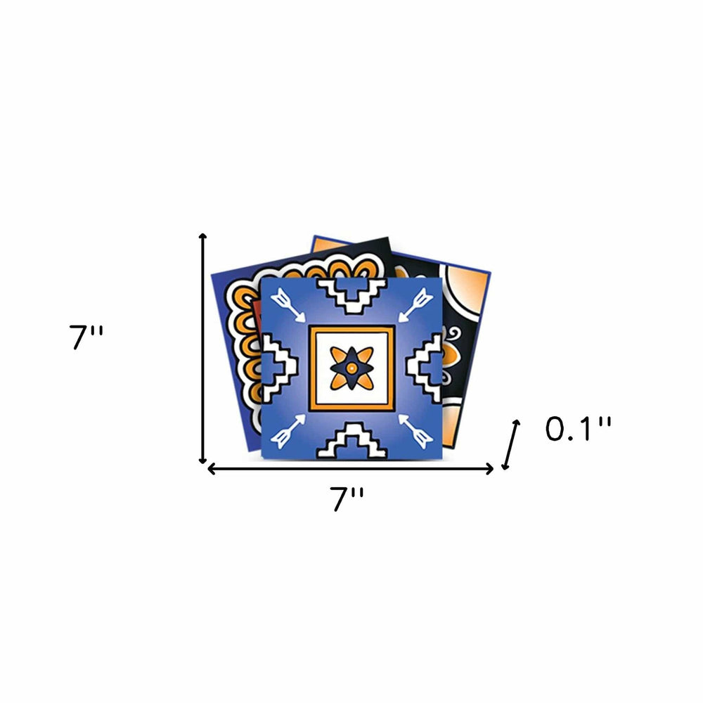 7" x 7" Shades of Blue and Yellow Mosaic Peel and Stick Removable Tiles - Homeroots - Flyclothing LLC