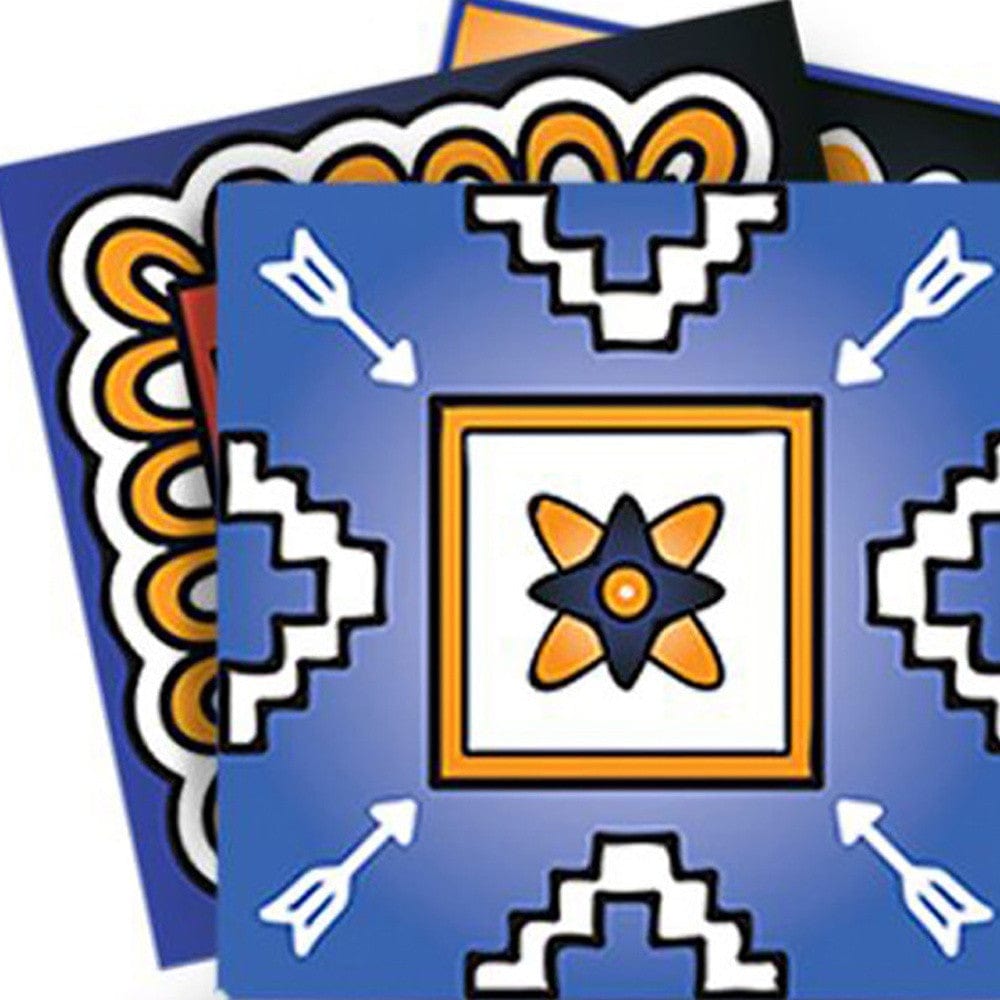 7" x 7" Shades of Blue and Yellow Mosaic Peel and Stick Removable Tiles - Homeroots - Flyclothing LLC