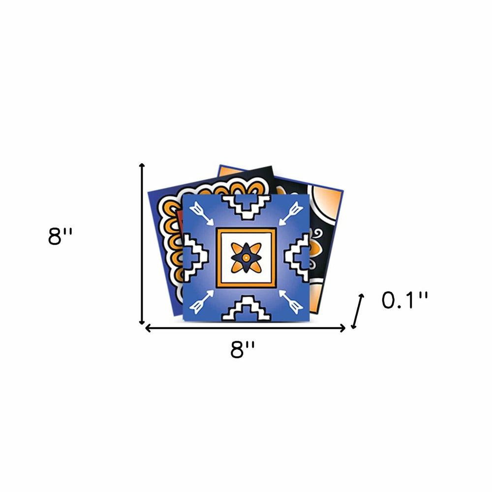 8" x 8" Shades of Blue and Yellow Mosaic Peel and Stick Removable Tiles - Homeroots - Flyclothing LLC