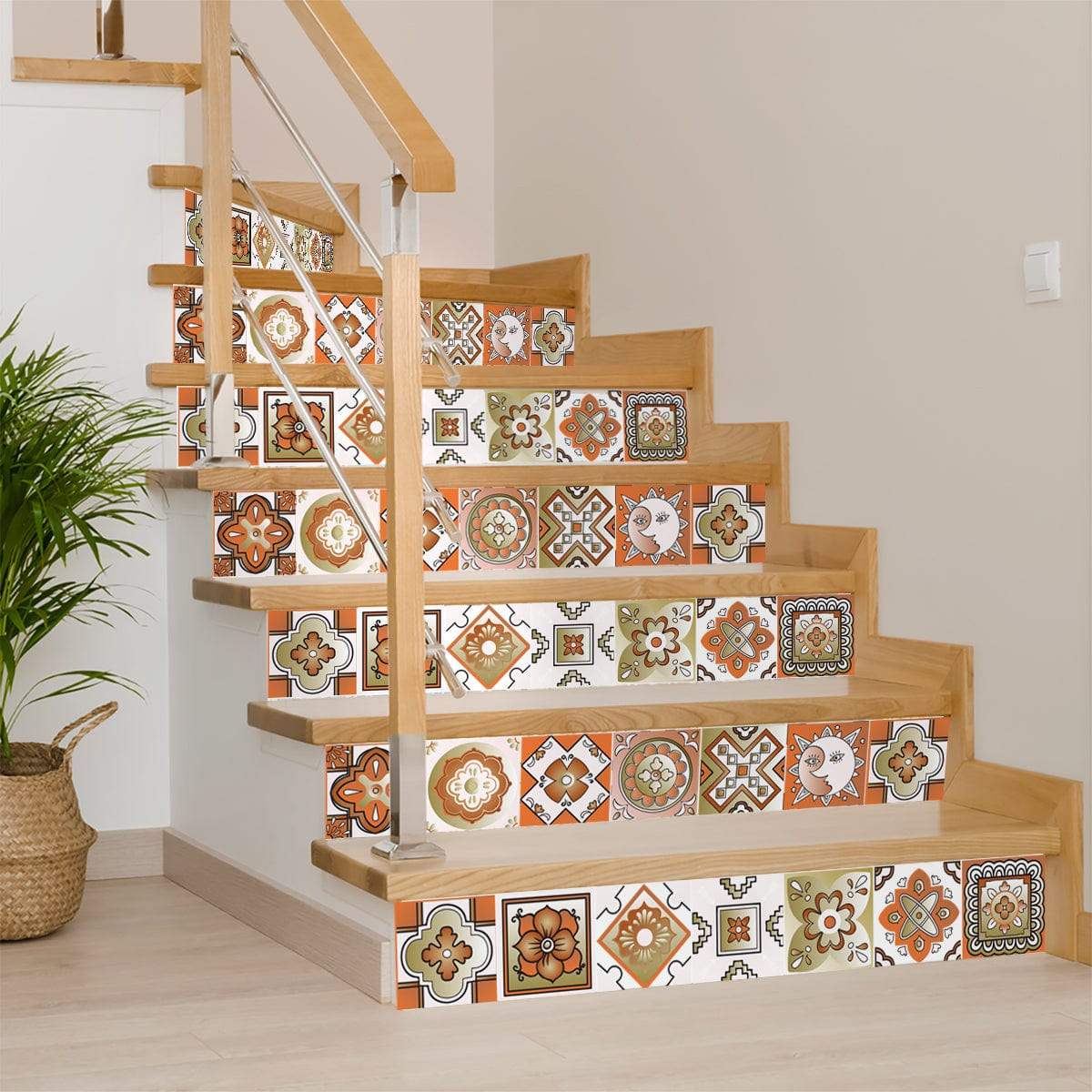 6" x 6" Retro Orange Mosaic Peel and Stick Removable Tiles - Homeroots - Flyclothing LLC