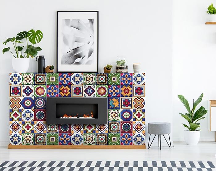 5" x 5" Mediterra Celestial Mosaic Peel and Stick Removable Tiles - Homeroots