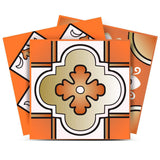 8" x 8" Retro Orange Mosaic Peel and Stick Removable Tiles - Homeroots - Flyclothing LLC