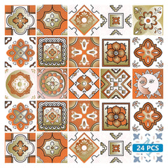 8" x 8" Retro Orange Mosaic Peel and Stick Removable Tiles - Homeroots