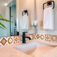 8" x 8" Retro Orange Mosaic Peel and Stick Removable Tiles - Homeroots
