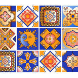 4" x 4" Blue and Gold Celestial Mosaic Peel and Stick Removable Tiles - Homeroots - Flyclothing LLC