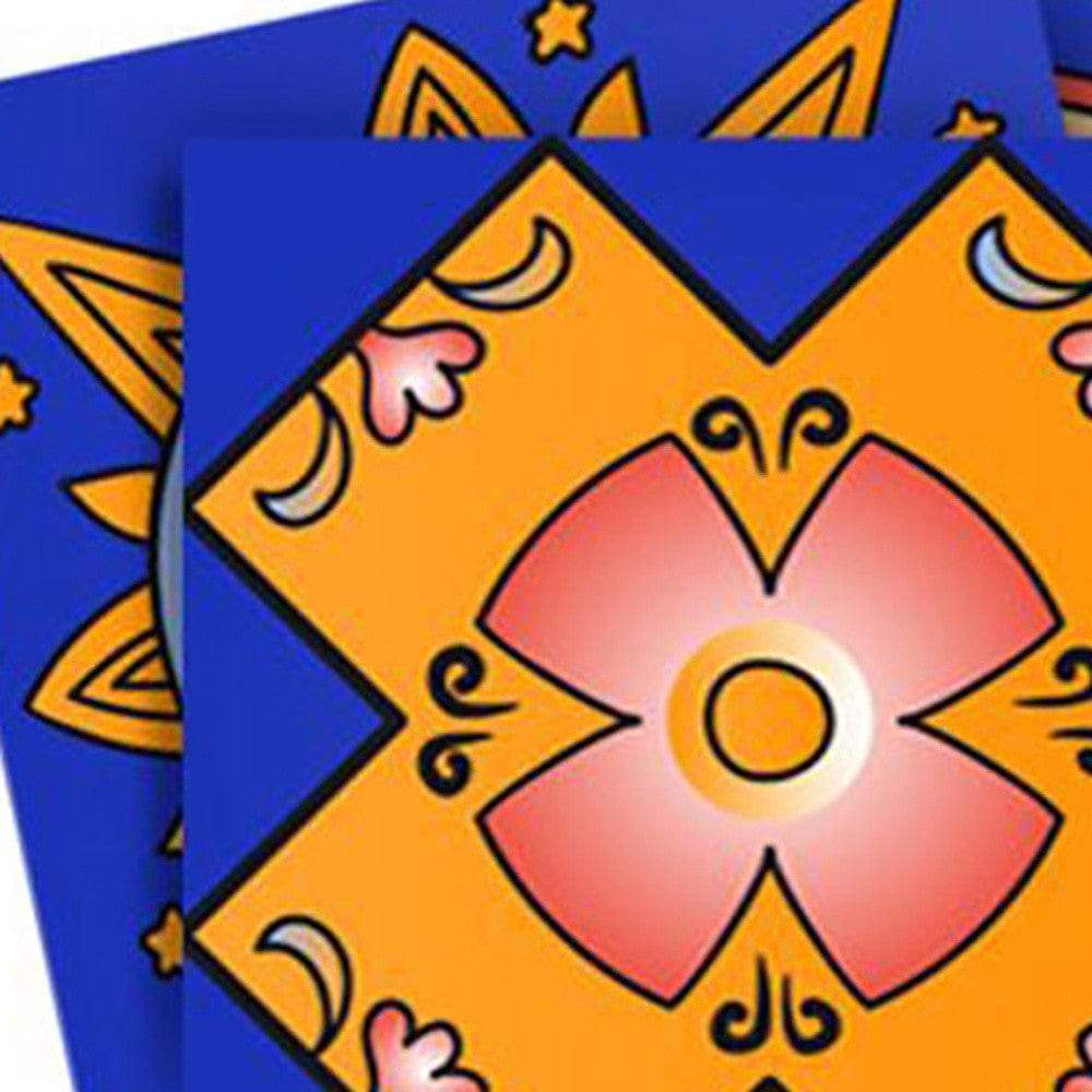 4" x 4" Blue and Gold Celestial Mosaic Peel and Stick Removable Tiles - Homeroots - Flyclothing LLC