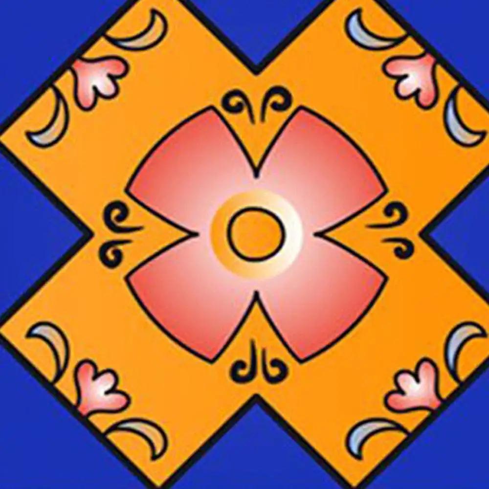 5" x 5" Blue and Gold Celestial Mosaic Peel and Stick Removable Tiles - Homeroots - Flyclothing LLC