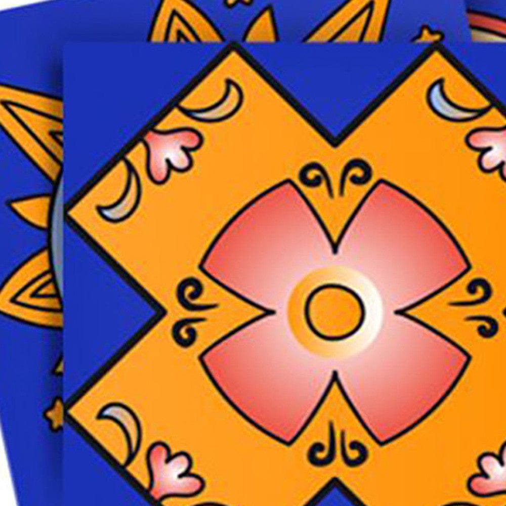 6" x 6" Blue and Gold Celestial Mosaic Peel and Stick Removable Tiles - Homeroots