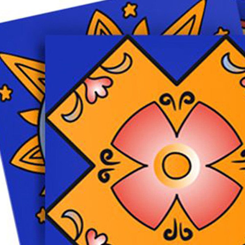 7" x 7" Blue and Gold Celestial Mosaic Peel and Stick Removable Tiles - Homeroots - Flyclothing LLC