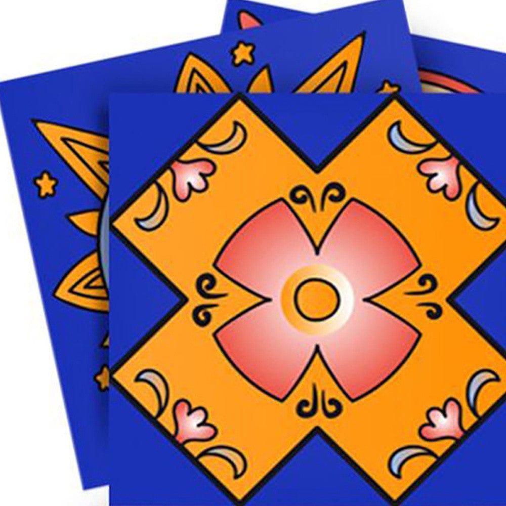 7" x 7" Blue and Gold Celestial Mosaic Peel and Stick Removable Tiles - Homeroots - Flyclothing LLC