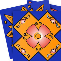 8" x 8" Blue and Gold Celestial Mosaic Peel and Stick Removable Tiles - Homeroots