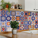 5" x 5" Shades of Blue Celestial Mosaic Peeland Stick Removable Tiles - Homeroots