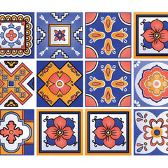 6" x 6" Shades of Blue Celestial Mosaic Peeland Stick Removable Tiles - Homeroots