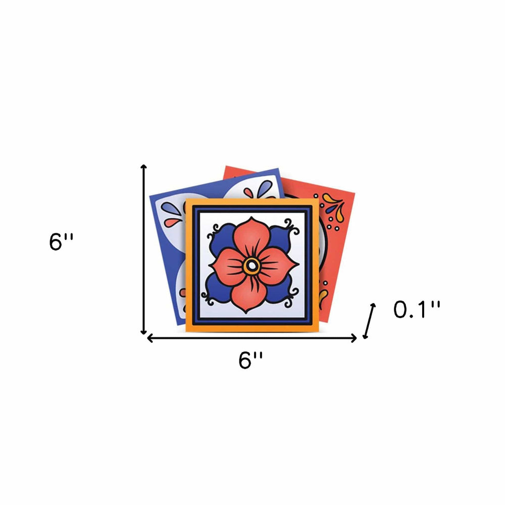 6" x 6" Shades of Blue Celestial Mosaic Peeland Stick Removable Tiles - Homeroots