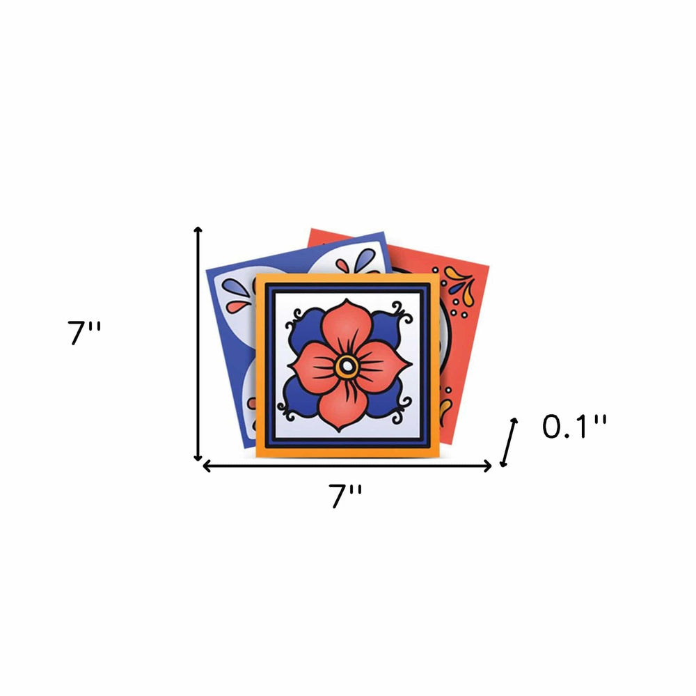 7" x 7" Shades of Blue Celestial Mosaic Peeland Stick Removable Tiles - Homeroots