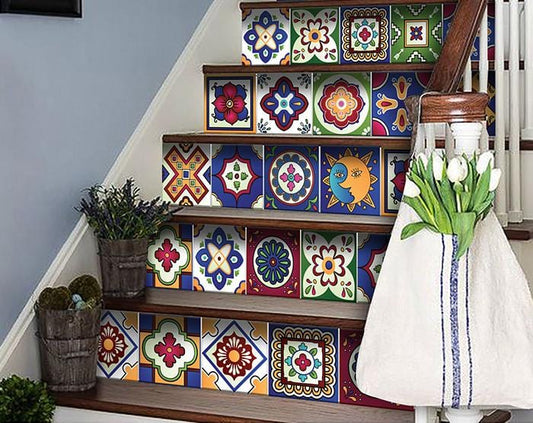 7" x 7" Mediterra Celestial Mosaic Peel and Stick Removable Tiles - Homeroots