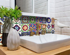 7" x 7" Mediterra Celestial Mosaic Peel and Stick Removable Tiles - Homeroots
