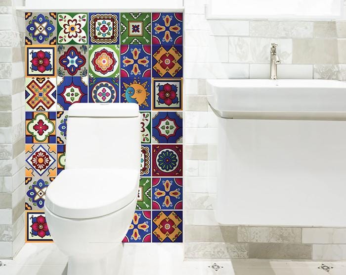 7" x 7" Mediterra Celestial Mosaic Peel and Stick Removable Tiles - Homeroots