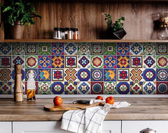 7" x 7" Mediterra Celestial Mosaic Peel and Stick Removable Tiles - Homeroots