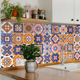 4" x 4" Blue Gold and Blush Mosaic Peel and Stick Removable Tiles - Homeroots - Flyclothing LLC