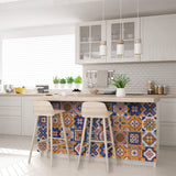 8" x 8" Blue Gold and Blush Mosaic Peel and Stick Removable Tiles - Homeroots - Flyclothing LLC